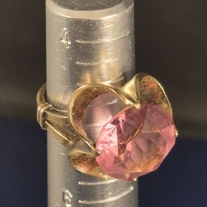 Gold Ring with Pink Gemstone 10 K Filled